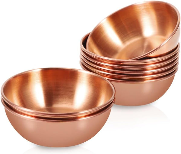 8 Pack 3.2inch Stainless Steel Sauce Dishes, Mini Individual Saucers for Sushi Dipping, Rose Gold