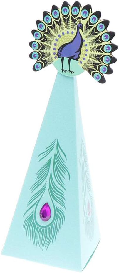 JKJF 20 Pcs Peacock Candy Boxes, Triangle Shape Party Supplies for Wedding, Kids Birthday Decorations