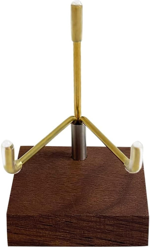Adjustable Brass Crystal Display Stand with Walnut Base, Mineral Specimens Display Stand for Stones, Geodes