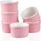 Ramekins 4oz, Set of 6 Porcelain Oven Safe Baking Bowls for Creme Brulee, Souffle, Pudding Cups (Pink)