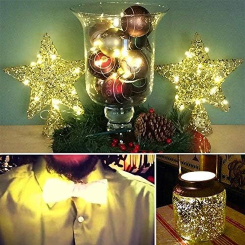 YKB 6 PCS LED Starry Fairy Lights with 20 Micro LEDs on 3.3FT/1m Copper Wire, Warm White, 2xCR2032 Batteries
