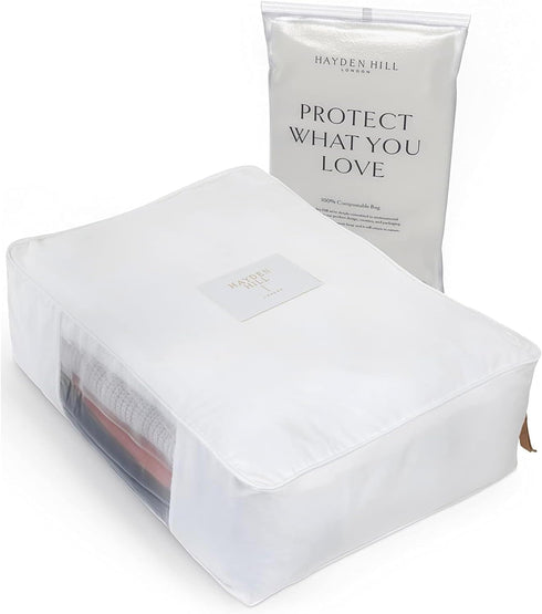 Hayden Hill Luxury Organic Cotton Sweater Storage Bag - Fits 6 Fine Knit Sweaters, 18 Inch Moth Proof Organizer