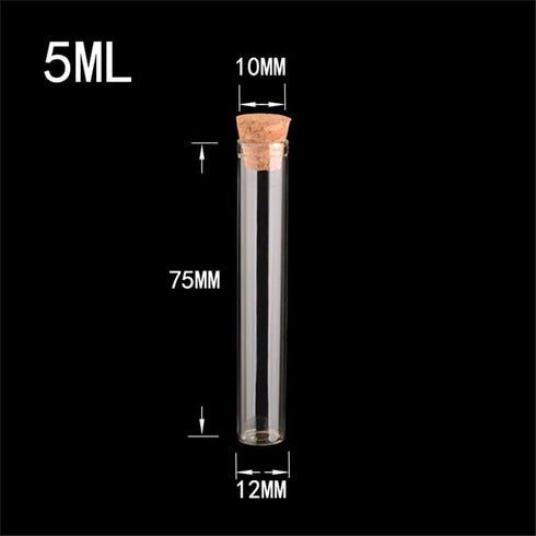 100pcs 5ml Mini Glass Bottles Pendants with Cork Stopper - Small Bottle Decoration Crafts Vials Jars Gift DIY