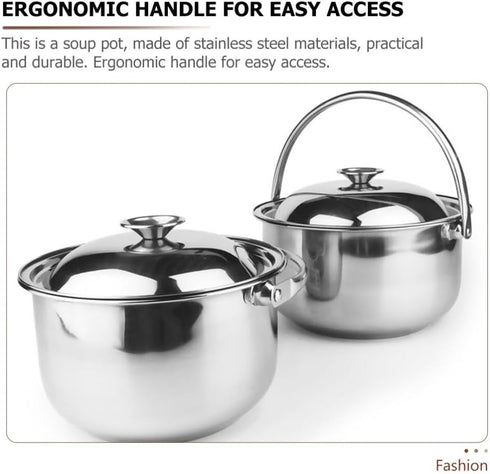 20cm Stainless Steel Stock Pot with Lid, Soup Pot for Cooking Lobster Stews