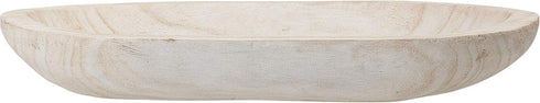 BOLTCORRSE Large Whitewashed Decorative Wood Bowl - Hand Carved Paulownia Tray for Coffee