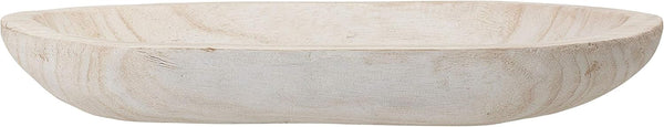 BOLTCORRSE Large Whitewashed Decorative Wood Bowl - Hand Carved Paulownia Tray for Coffee