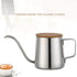 Pour Over Kettle, 12oz/350ml Stainless Steel Gooseneck Coffee Pot with Long Narrow Spout and Wooden Lid