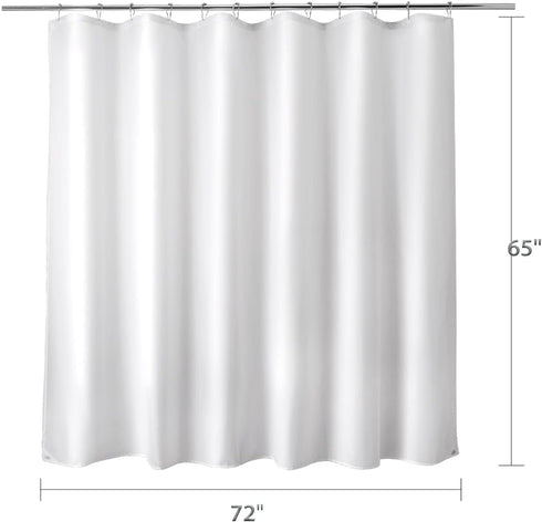 Titanker Washable Fabric Shower Curtain Liner, 72 x 65 Inches, White, Waterproof, Soft, Lightweight with 2 Magnets