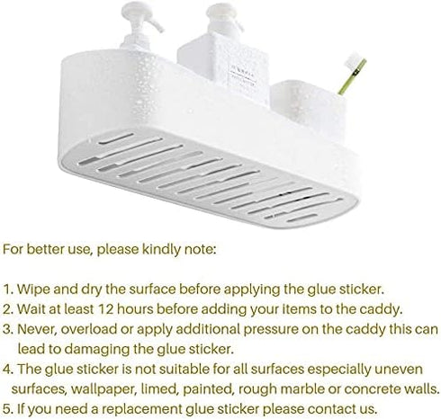 SUNFICON Adhesive Shower Caddy, Wall Mounted Bathroom Shelf Organizer with 2 Clear Adhesives for Shower Room
