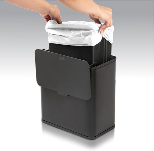 Counter 1.5 (6L) Glad Roomate Under Trash Can - Space Saving Stainless Steel Waste Bin with Dual Lid and Clorox