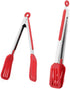 Cooking Tongs Stainless Steel 9 inches and 12 inches, Heat Resistant Silicone Serving Tong Meat Turner Spatula Tong
