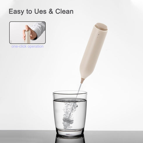 Rechargeable Coffee Frother by ELMWAY, Electric Milk Frother with Charging Stand & Wall Mount, Handheld Drink Mixer