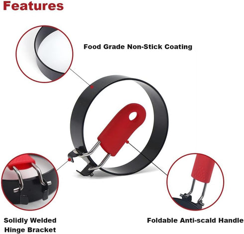 3 inch Mcmuffins, 4 Pack, (4 pack, 3inch) Stainless Steel Egg Rings for Egg Egg Molds for Frying Eggs, Mini Pancakes