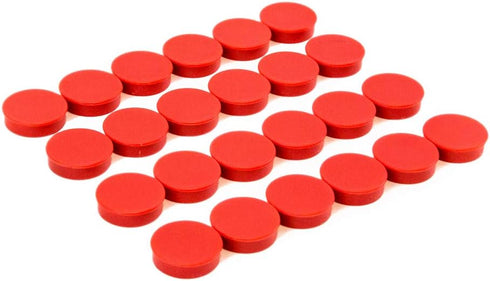Bullseye Office 24 Round Red Fridge Magnets, Small Colorful Magnetic Discs for Kitchen or Classroom