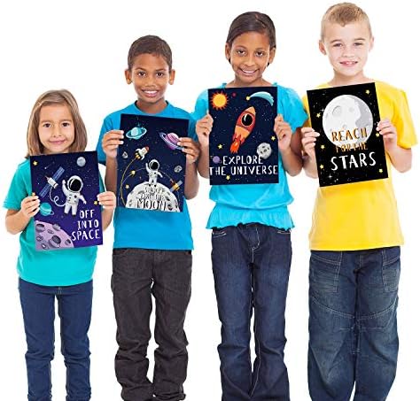 9 8 10 Inch Blulu Pieces Outer Space Decor for Kids Room Boy Bedroom Space Posters x Cute Inspirational Art Decoration