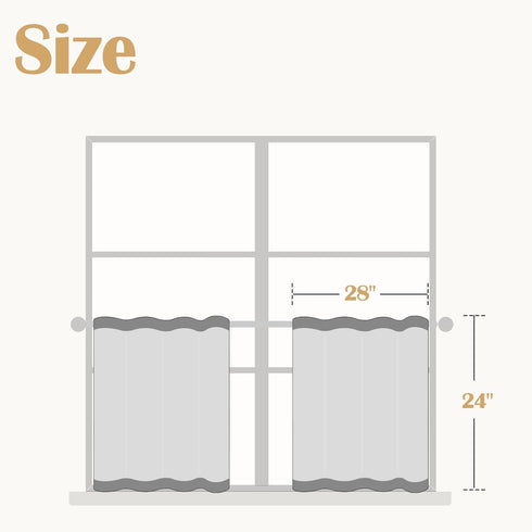 jinchan Kitchen Curtains, 24 Inch Linen Textured Cafe Tier Curtains for Small Windows, 2 Panels, White