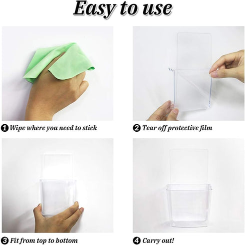 Remote Holder Wall Mount, Damage-Free (2 Pack), Clear Self-Adhesive Organizer for Mobile Phone, Keys