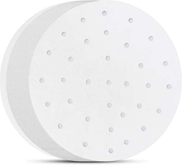 10 Inch Air Fryer Liners, Set of 200, Bamboo Steamer Liners/Air Fryer Perforated Parchment Paper for Cooking