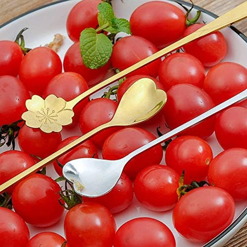 Falytemow 8pcs Gold Heart Shape 304 Stainless Steel Spoons for Coffee, Tea, Dessert, Mixing