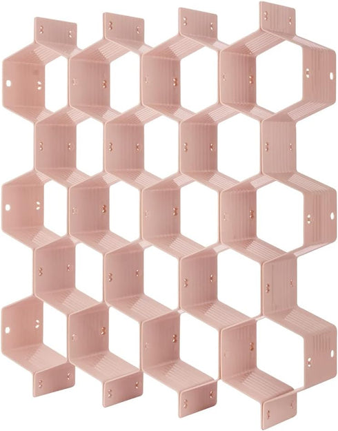 Poeland Adjustable Drawer Divider Organizer, DIY Grid Honeycomb Divider for Underwear, Belt, Scarf, Socks (Pink)