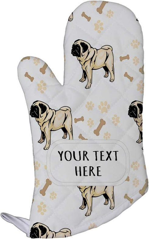 Style In Print Custom Pug Dog Breed Pattern Polyester Oven Mitt, Adults Kitchen Mittens