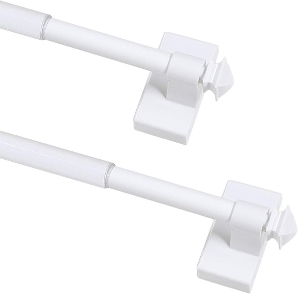 Adjustable Magnetic Curtain Rods for Metal Doors, Multi-Use, 1/2 Inch Diameter, Tool Free (2 Pack, Adjust from 9 to 16
