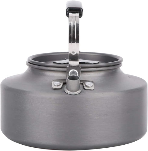 Outdoor Camping Tea Kettle Teapot 1.1L, Portable Coffee Pot Picnic Set, Wood Stove Steamer for Hiking (Grey)
