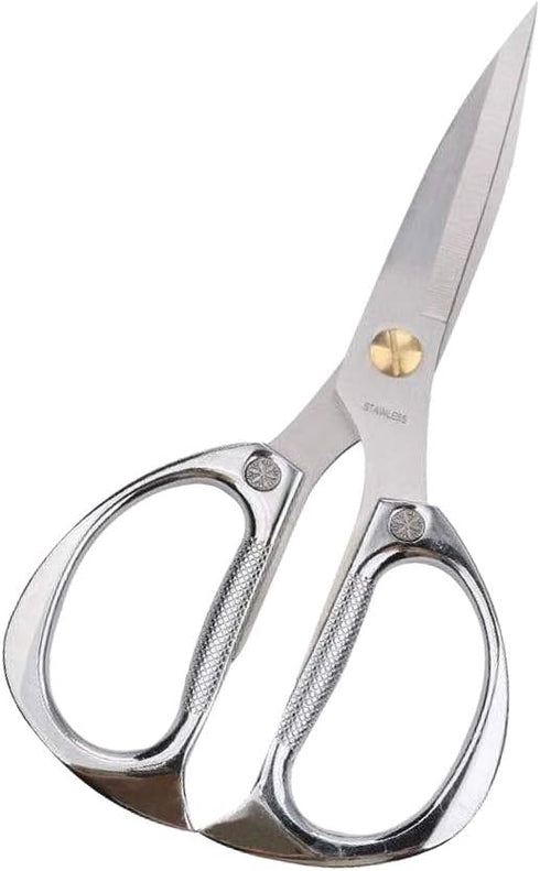 Heavy Duty Stainless Steel Multi-purpose Kitchen Shears Scissors (Silver) with Strong Straight Edge Snips