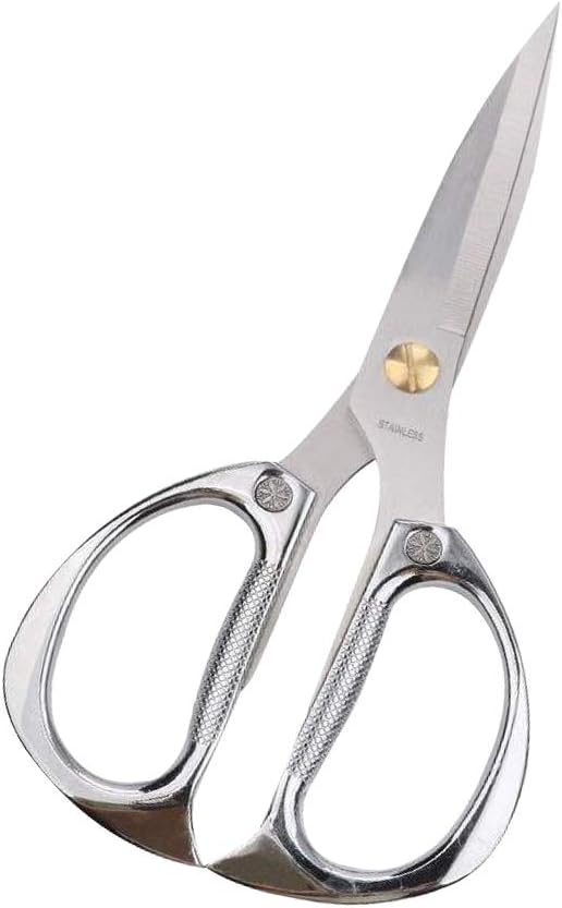 Heavy Duty Stainless Steel Multi-purpose Kitchen Shears Scissors (Silver) with Strong Straight Edge Snips