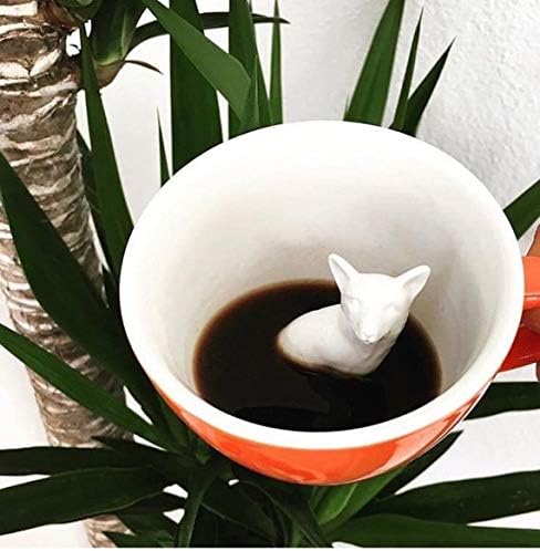Creature Cups FOX Ceramic Cup (11 Ounce, Red Orange) - Hidden 3D Woodland Animal Mug