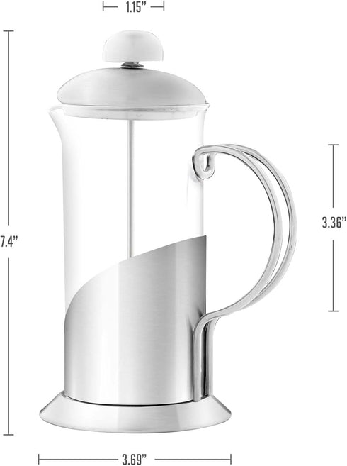 OVENTE French Press Coffee Maker 12 Ounce - 4 Level Stainless Steel Filter System, Borosilicate Glass