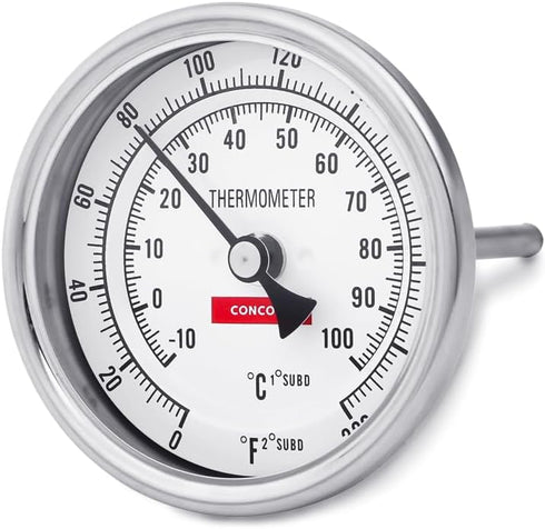 CONCORD 3" Stainless Steel Thermometer for Home Brewing - 4" Stem