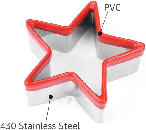 Star Cookie Cutters Set - 3pcs Stainless Steel, Food Grade Large & Mini Star Cookie Cutters for Cookies, Sandwiches