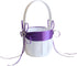2PCS Purple Flower Girl Basket - Double Heart Rhinestone Elegant for Wedding Ceremony Party Favor