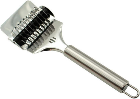 UpTuoLi Pasta Noodle Cutter, Stainless Steel Manual Noodle Lattice Roller Dough Cutter Pasta Spaghetti Maker Garlic