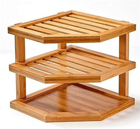 CHVOMNASE 3 Bamboo Tier Corner Shelf