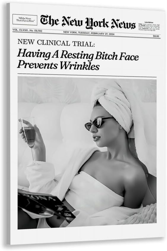 Generic Framed Hot Girls Drinking Champagne New York News Trendy Newspaper Canvas Print