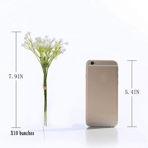 Veryhome 10PCS Fake Babys Breath Flowers - Artificial White Gypsophila for DIY Floral Bouquets