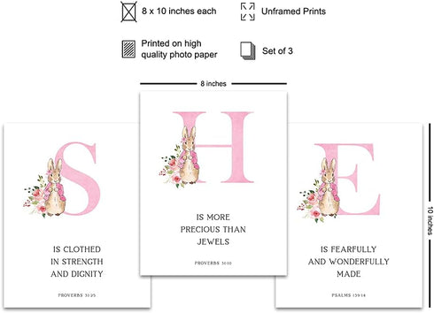 31 Proverbs - Christian Baby Girl Room Decor - Religious Nursery Decor - Scripture Wall Art - Fearfully and Wonderfully