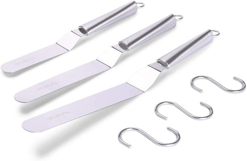 Offset Spatulas Cake Icing Knife Set of 3 - 6, 8, 10 Inch with Angled Cake Frosting Decorating Spatula