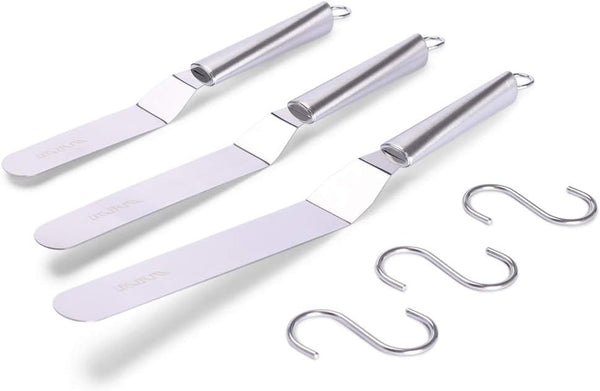 Offset Spatulas Cake Icing Knife Set of 3 - 6, 8, 10 Inch with Angled Cake Frosting Decorating Spatula