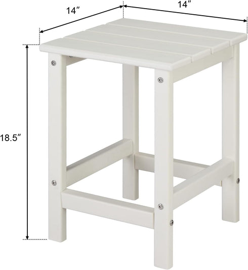 Kcelarec 1-White) Patio Side Table, Pool Composite Patio Table,HDPE End Tables for Backyard,Pool, Indoor Companion