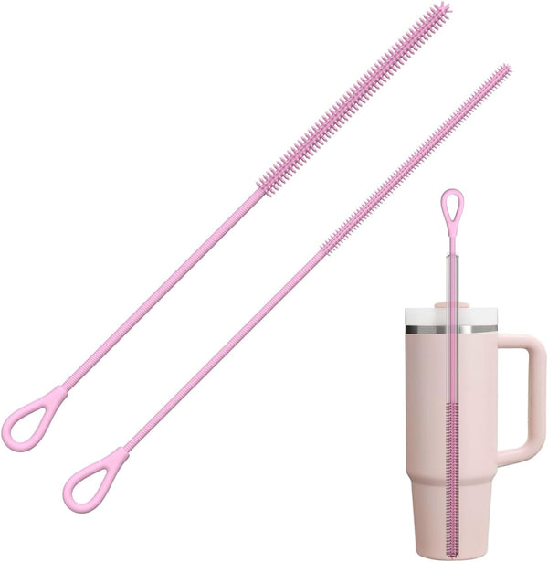 YOTIME Silicone Straw Cleaner Brush, 2Pcs Reusable Straw Brush Extra Long for