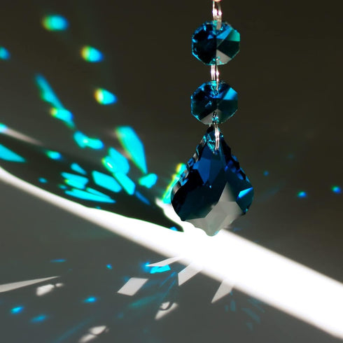 20pcs 38mm Crystal Maple Leaf Chandelier Prism Replacement Pendant Connected Glass Octagon Beads Chain for Chandelier