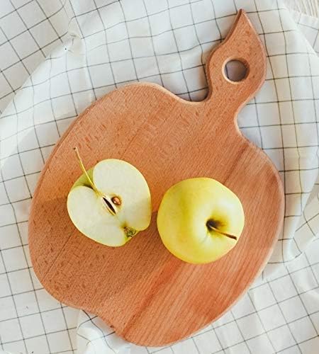 Apple-shaped Solid Wood Cutting Board with Handle for Fruit, Veggies, Cheese – Small Wooden Bread Board, Charcuterie