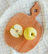 Apple-shaped Solid Wood Cutting Board with Handle for Fruit, Veggies, Cheese – Small Wooden Bread Board, Charcuterie