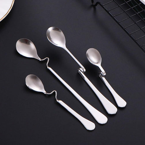 4pcs Hanging Coffee Spoons, Bending Handle Stainless Steel Jam Spoons for Tea, Coffee, Dessert
