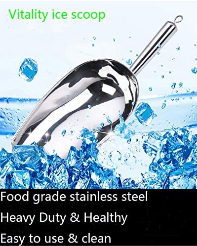 Ice Scoop 12oz, 11 Inch Medium Stainless Steel Food Scoops for Kitchen, Party, Bar, Wedding - Heavy Duty