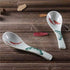 Ceramic Soup Spoons Set of 4, Chinese Style Glaze Porcelain Rice Spoons, Dark Green Asian Tableware