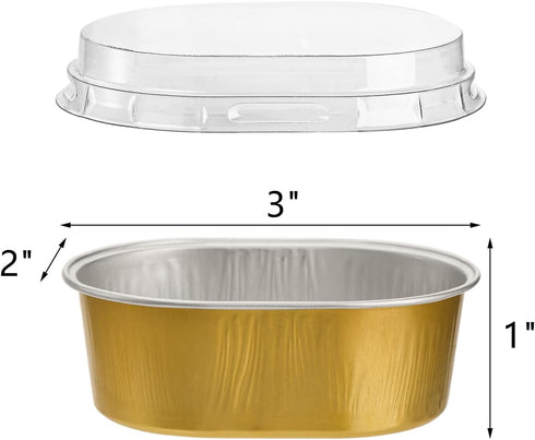 Dicunoy 100 Pack Mini Aluminum Cups with Lids, 3 OZ Disposable Muffin Liners Containers, Individual Ramekins Flan Pan for Dessert, Creme Brulee, Pudding at Wedding, Birthday Party, Easter Baking by Dicunoy